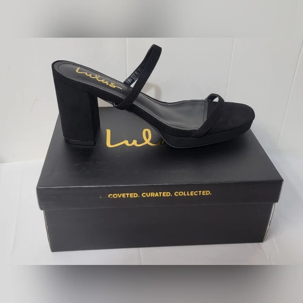 Lulus Rimona Black Suede High Heel Slide Sandals Womens Size 10 New